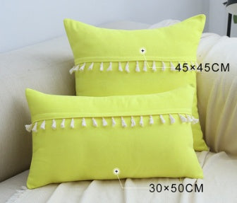 Home Furnishing Lace Tassel Flannel Throw Pillow Sofa Home Office Cushion Cover