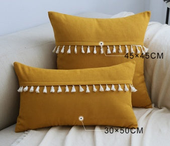 Home Furnishing Lace Tassel Flannel Throw Pillow Sofa Home Office Cushion Cover