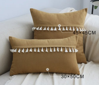 Home Furnishing Lace Tassel Flannel Throw Pillow Sofa Home Office Cushion Cover