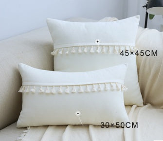 Home Furnishing Lace Tassel Flannel Throw Pillow Sofa Home Office Cushion Cover