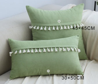 Home Furnishing Lace Tassel Flannel Throw Pillow Sofa Home Office Cushion Cover