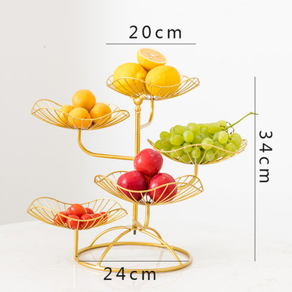 Nordic Creative Modern Fruit Plate Living Room Home Five-Layer Fruit Plate Simple Wrought Iron Multi-Layer Fruit Plate High-End Small Exquisite