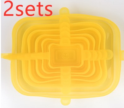 The 6-piece set of multi-functional silicone lid can be stretched to seal the fruit and vegetable lid