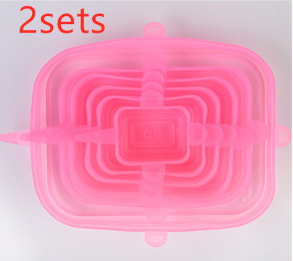 The 6-piece set of multi-functional silicone lid can be stretched to seal the fruit and vegetable lid