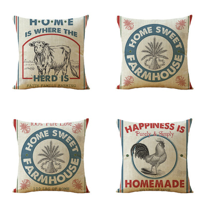 American Farm Style Car Sofa Linen Pillow