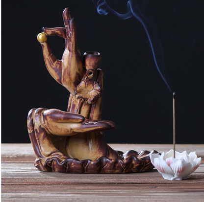 Bergamot Lotus Backflow Incense Burner Lotus Incense Stick Backflow Smoke Dual-Use Incense Burner Home Decoration