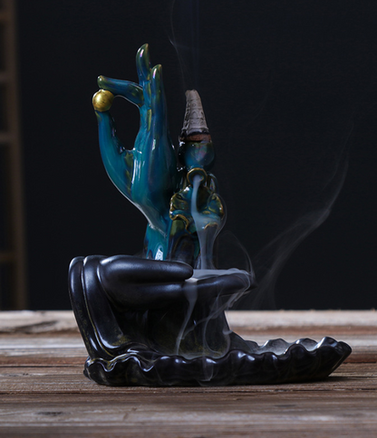 Bergamot Lotus Backflow Incense Burner Lotus Incense Stick Backflow Smoke Dual-Use Incense Burner Home Decoration