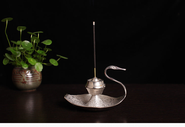 Handmade Silver Swan Copper Incense Holder Line Aroma Diffuser