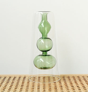 Retro Stained Glass Vase Gourd Hydroponic Flower Plant