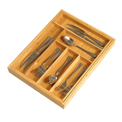 Bamboo Retractable Knife Box Drawer Storage Box