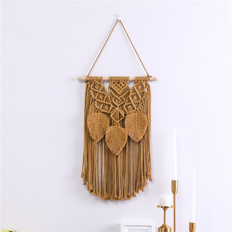 Cotton Rope Tassel Leaf Ornaments Hand-woven Tapestry Living Room Bedroom Tapestry