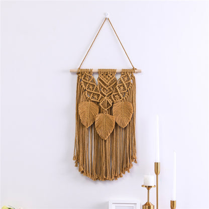 Cotton Rope Tassel Leaf Ornaments Hand-woven Tapestry Living Room Bedroom Tapestry