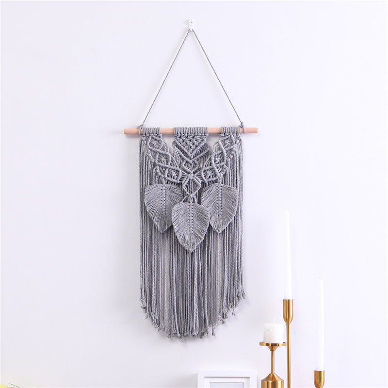 Cotton Rope Tassel Leaf Ornaments Hand-woven Tapestry Living Room Bedroom Tapestry