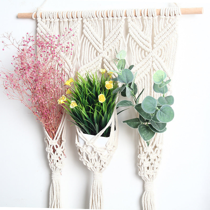 Woven Tapestry Bohemian Dried Flower Pot Rack