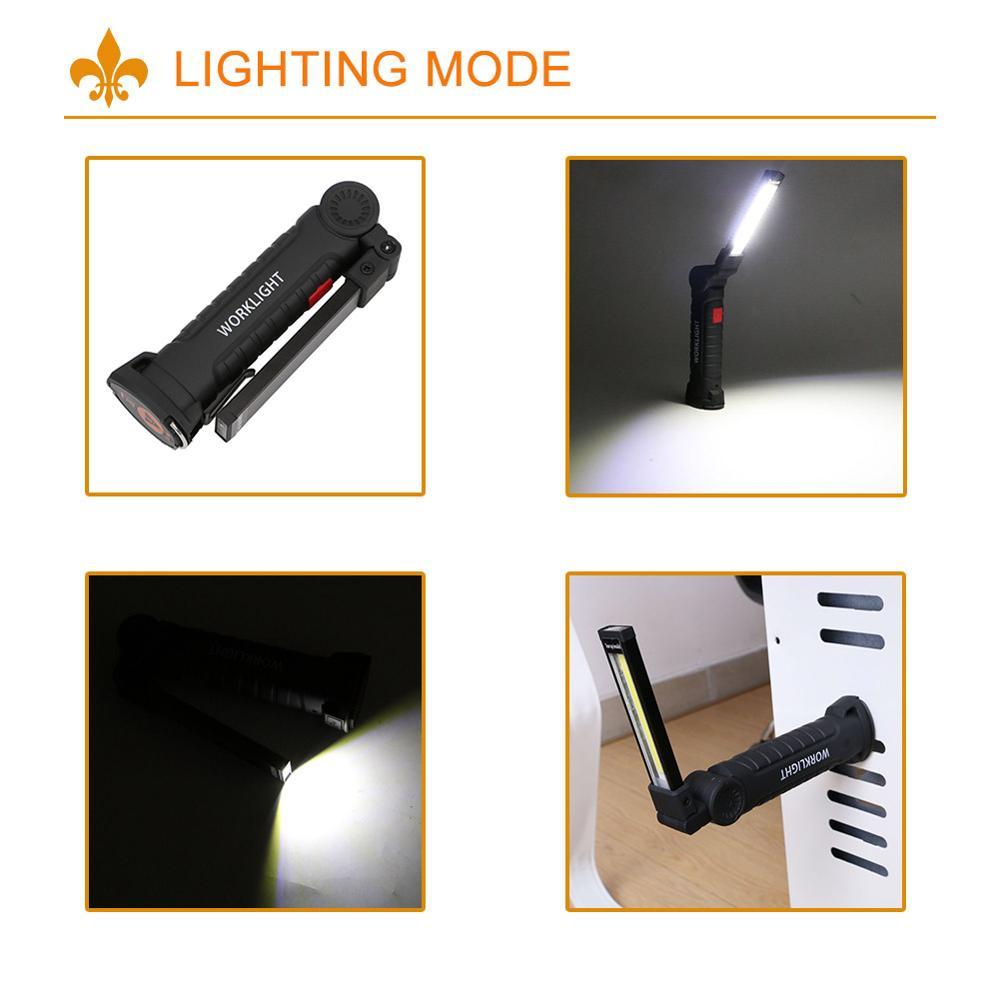 COB LED Tactical Flashlight USB Rechargeable Torch Waterproof Work Light Magnetic Lanterna Hanging Lamp For Night Lighting