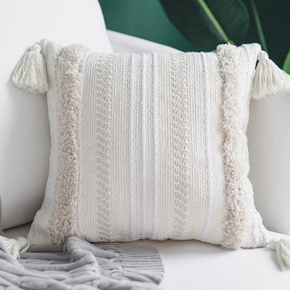 Cotton Woven Cushion Cover Tassel Pillow Case Morocco