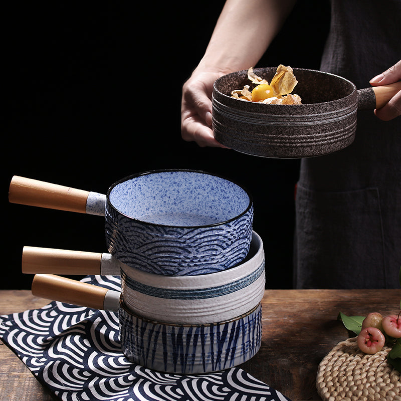 Creative Fruit Salad Bowl With Wooden Handle