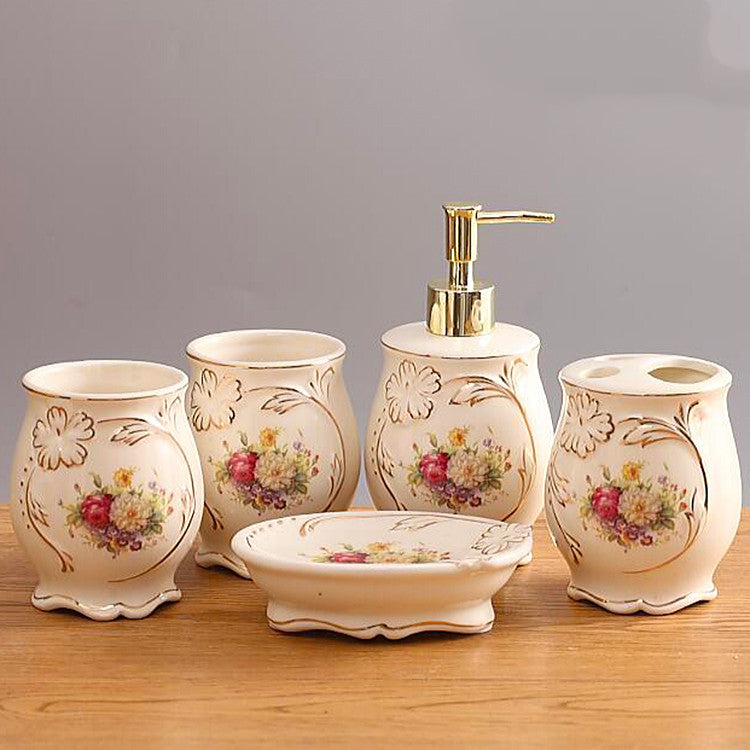 Ceramic Bathroom Kit Five Piece European Bathroom Set