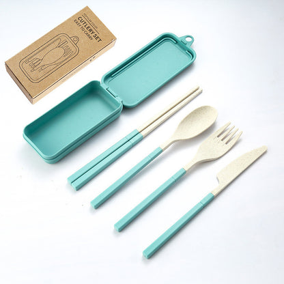 Wheat Straw Folding Tableware Portable Set Detachable Knife, Fork, Spoon And Chopsticks