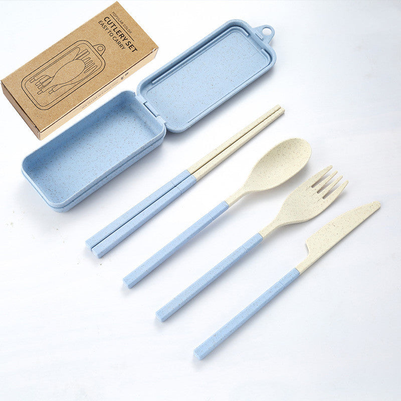 Wheat Straw Folding Tableware Portable Set Detachable Knife, Fork, Spoon And Chopsticks