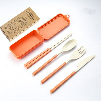 Wheat Straw Folding Tableware Portable Set Detachable Knife, Fork, Spoon And Chopsticks