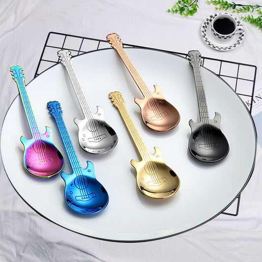 Guitar Coffee Spoon Set Stainless Steel Dessert Ice Cream Spoon Tea Spoon Coffee Accessories