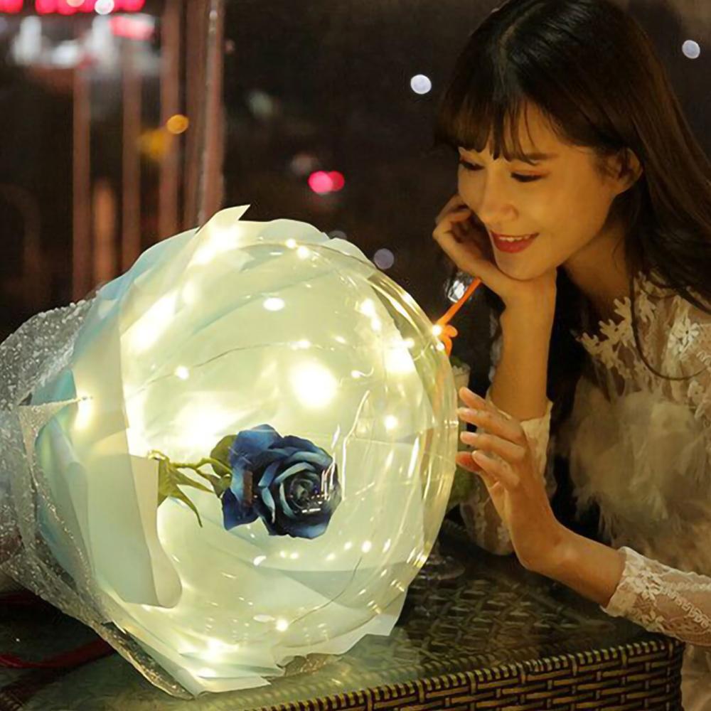 LED Luminous Balloon Rose Bouquet Transparent Bobo Ball Rose