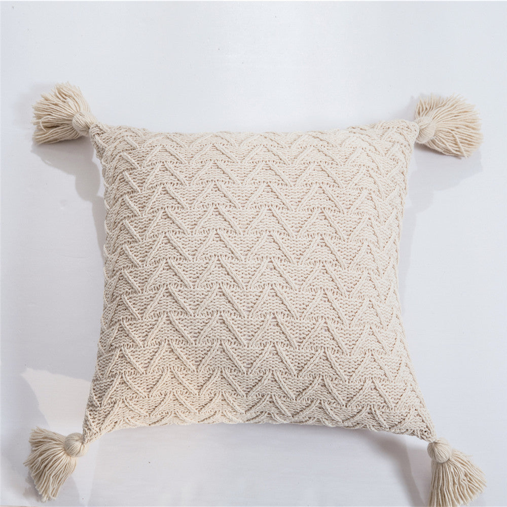 Chenille knitted quilted pillowcase