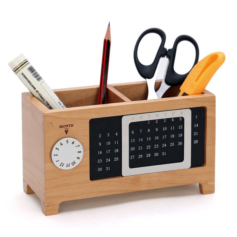 Wood Perpetual Calendar Storage Box