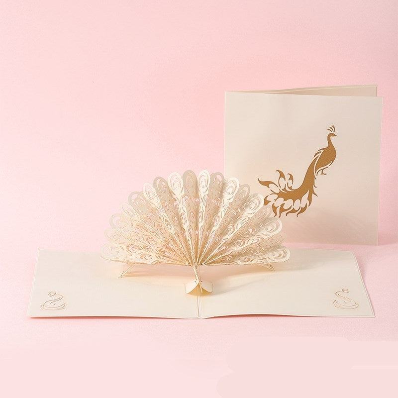 3D Laser Cut Handmade Sakura Kissing Lover Paper Invitation Greeting Card