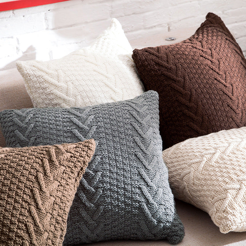 Coarse wool knitted cushion