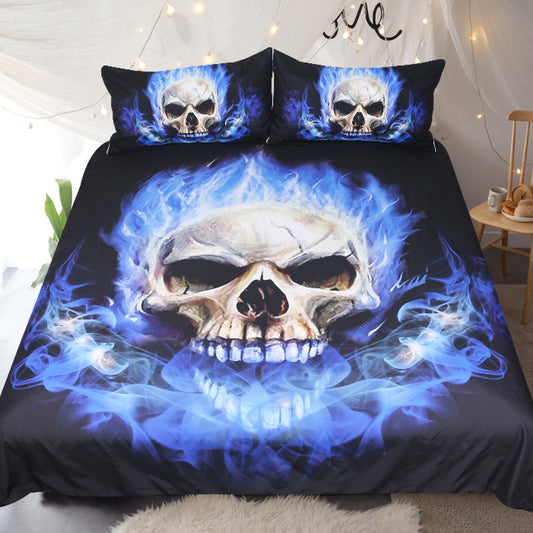 Blue flame skull three-piece set