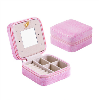 Creative travel portable jewelry box earrings earrings jewelry storage box leather small jewelry bag