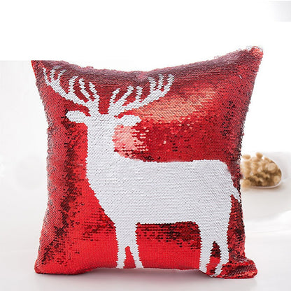 Red Christmas double-sided sequin pillowcase