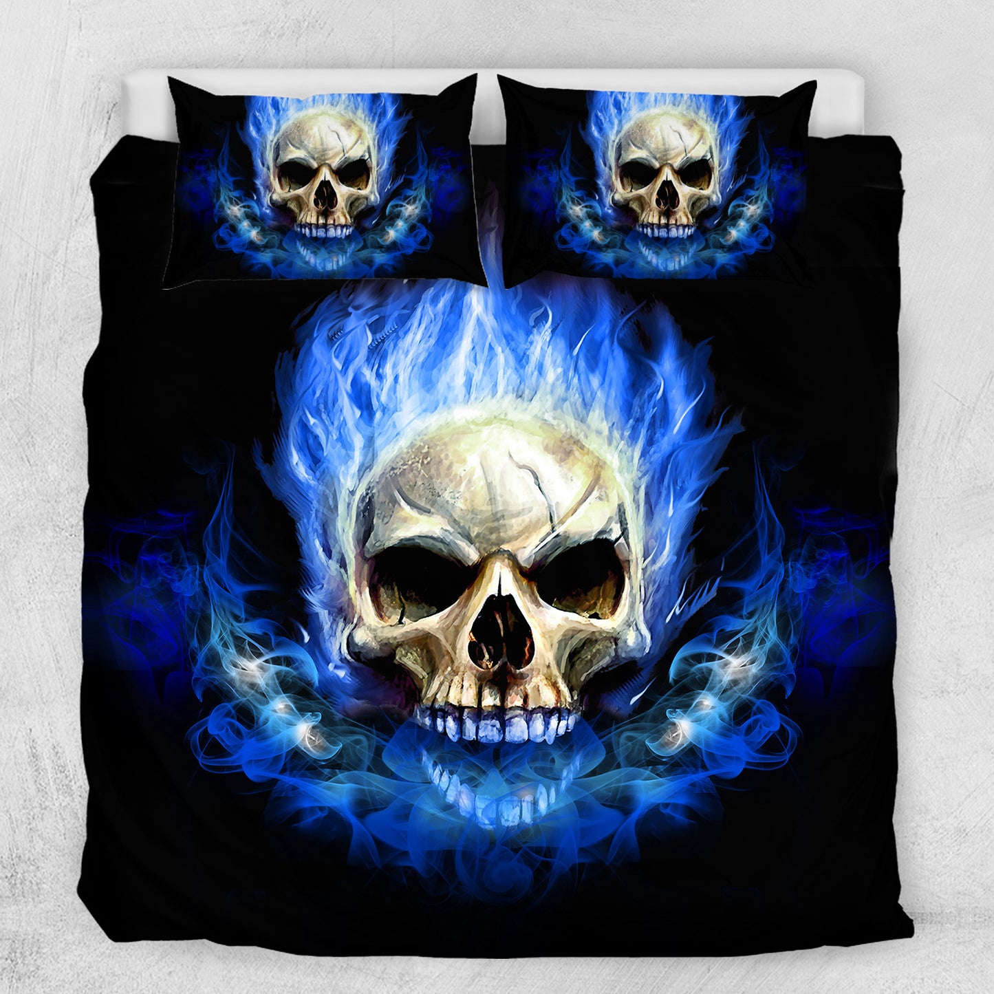 Blue flame skull three-piece set