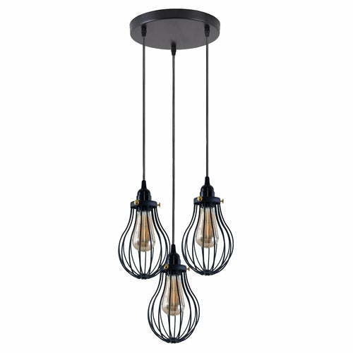 Retro Industrial Black Indoor Hanging Adjustable Pendant Light Big