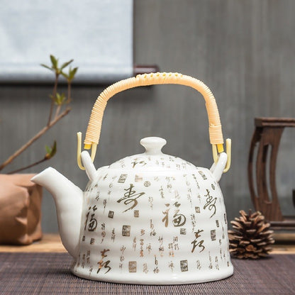 Ceramic Teapot With Strainer Large Handle Pot Single Pot Household