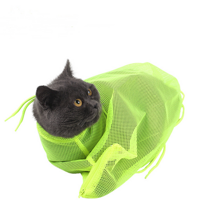 Pet Soft Cat Grooming Bag Adjustable Multifunctional Polyester Cat Washing Shower Mesh Bags Pet Nail Trimming Bags