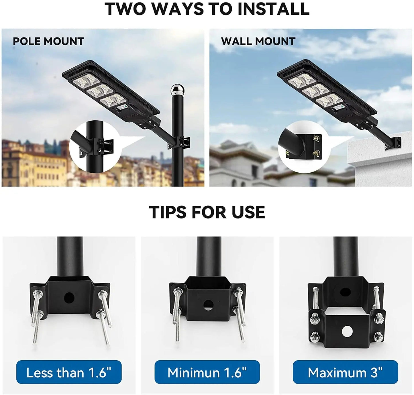 Solar street light mounting bracket -1.9" Diameter