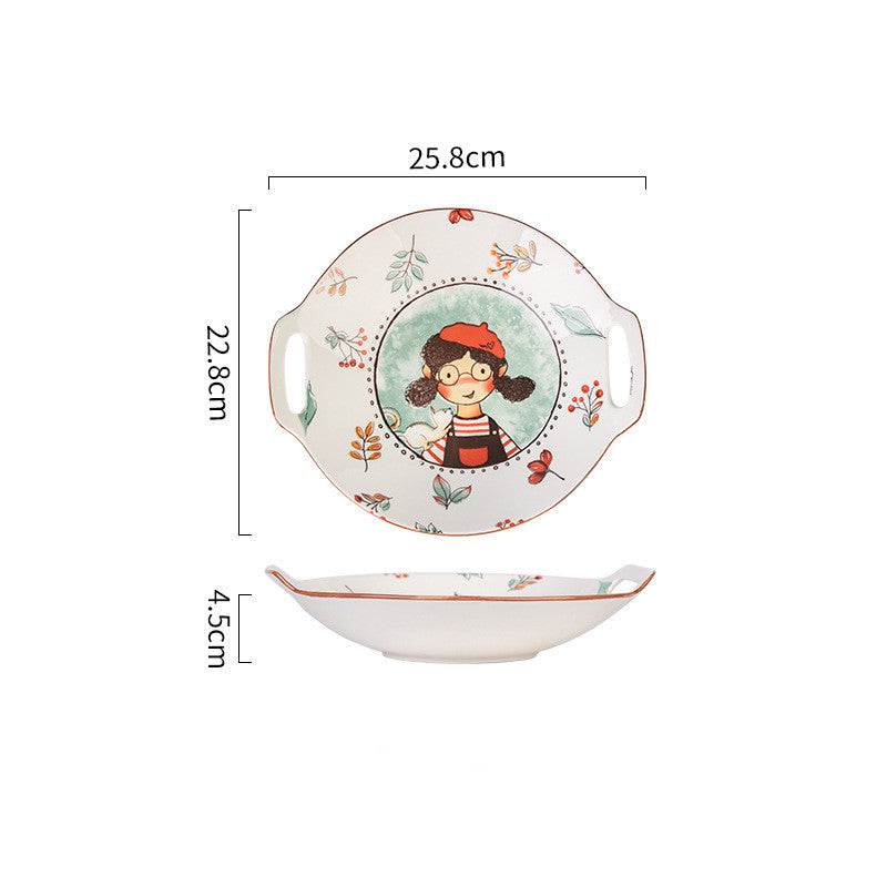 Ceramic Tableware Cute Fairy Tale Forest Baked Rice Plate Set