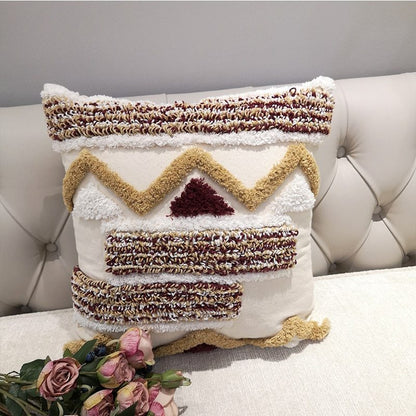 Moroccan style Cushion Cover Pillow Case Luxury Handmade Geometric Stripe Brown For Sofa  Bed Home Decorative Canvas 45x45cm