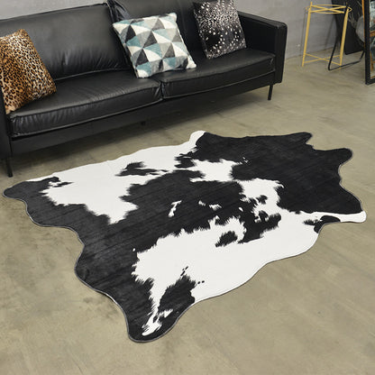 Shaped Whole Big Black Cow Carpet With Imitation Animal Pattern