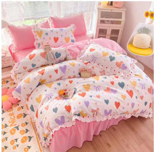 Cotton 100 Princess Wind Quilt Cover Cartoon Student Dormitory Bed