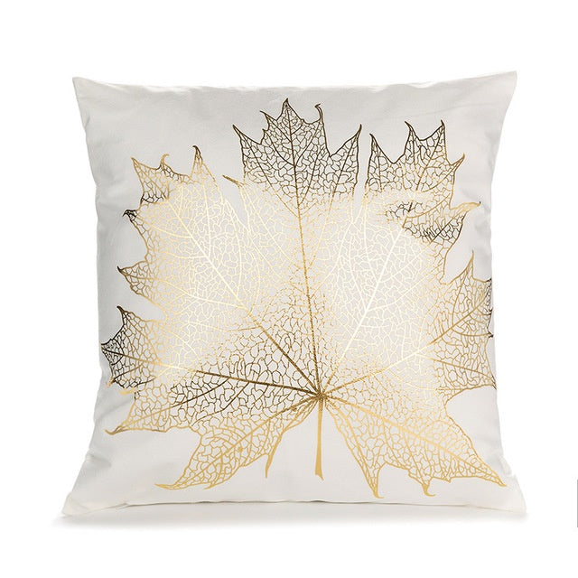 Elegant White and Gold Decorative Pillow Covers