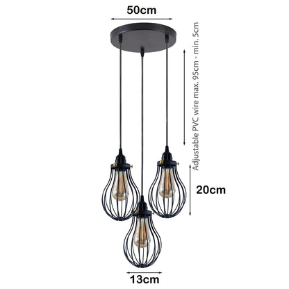 Retro Industrial Black Indoor Hanging Adjustable Pendant Light Big