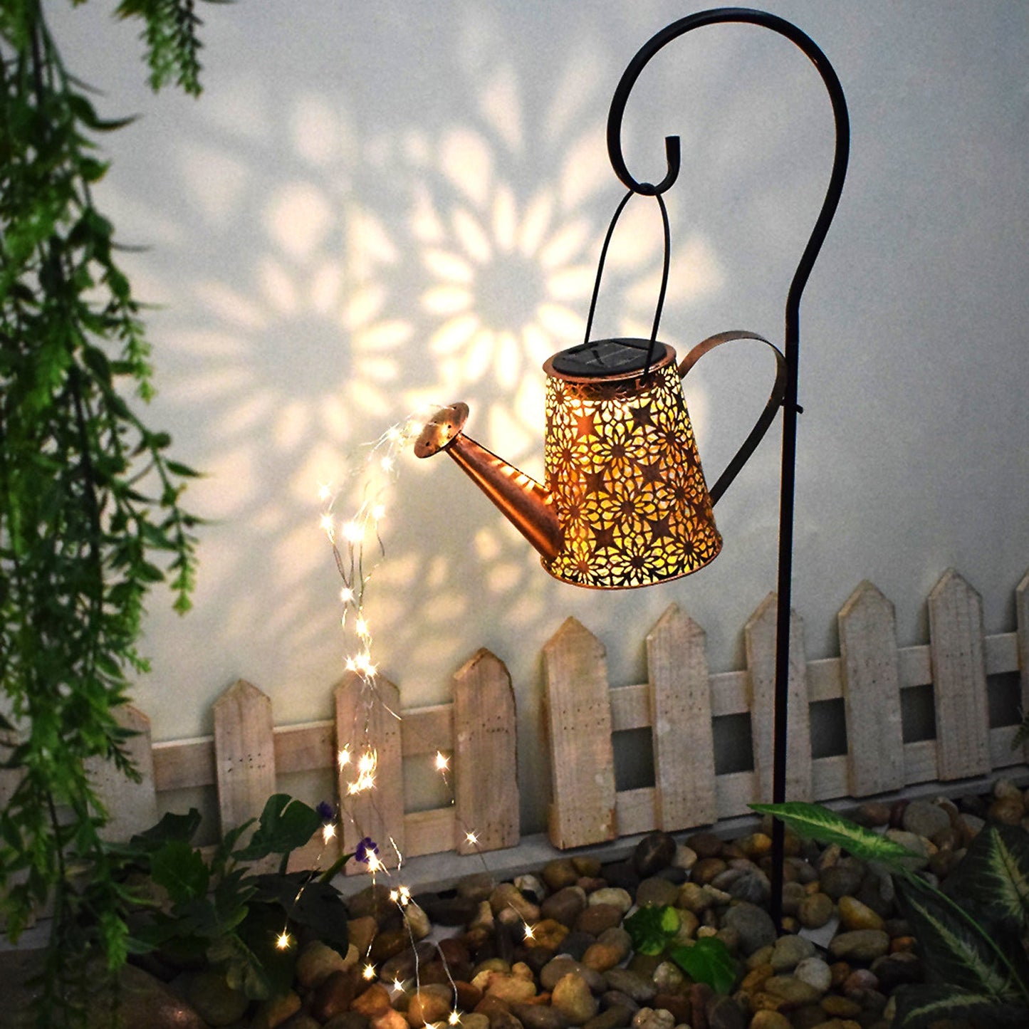 Solar Watering Can Lights Outdoor Decor Hanging Kettle Lantern Light