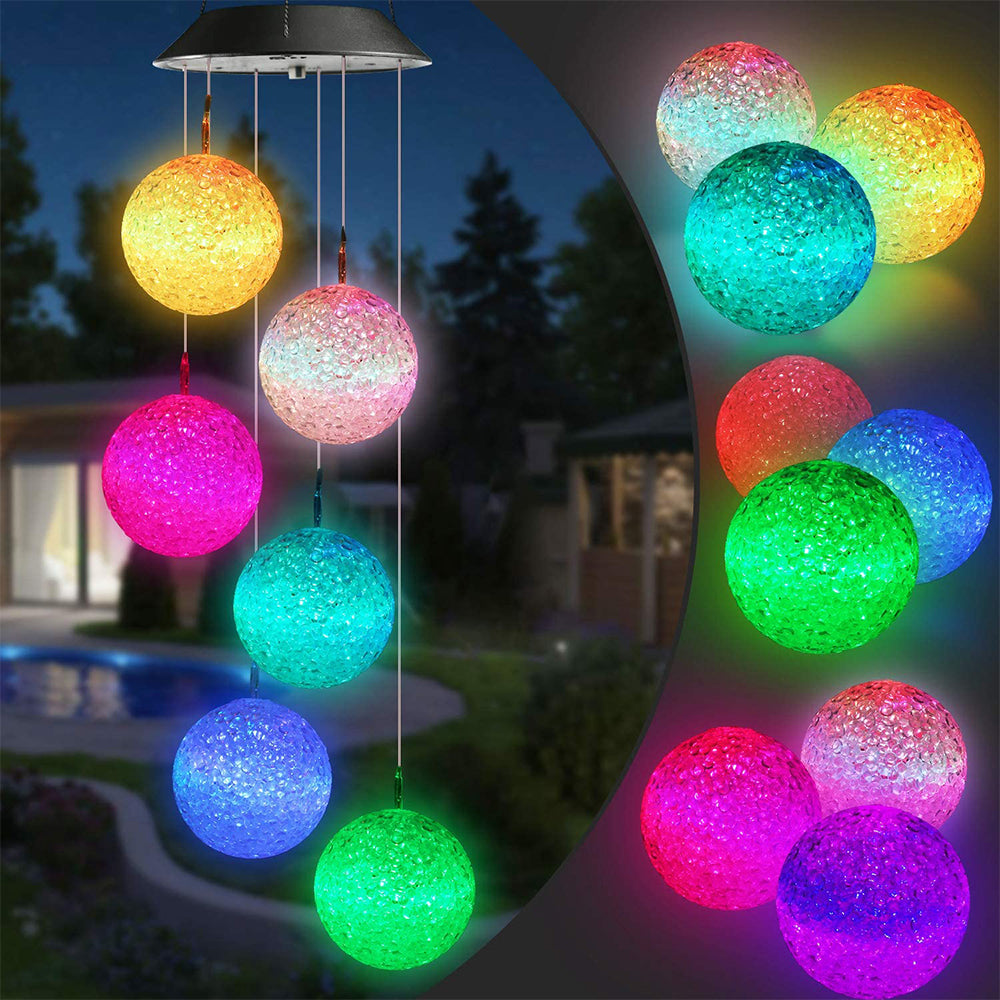 Solar Crystal Ball Wind Chime Light Color Changing Solar LED String