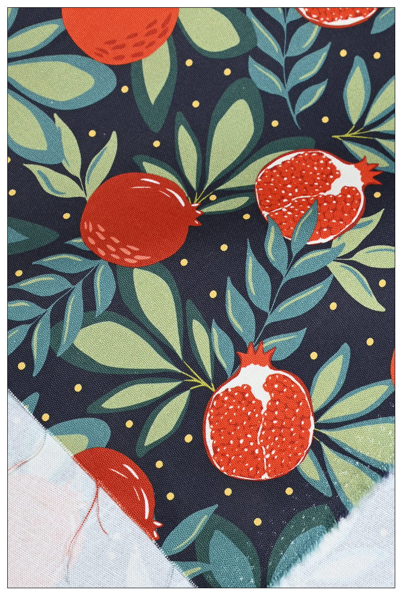 Fine Canvas Nordic Pomegranate Printed Fabric Cotton