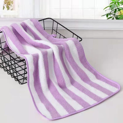 Coral Fleece Wide Striped Edge Soft Absorbent Thickening Lint-free Face Washing At Home Towels