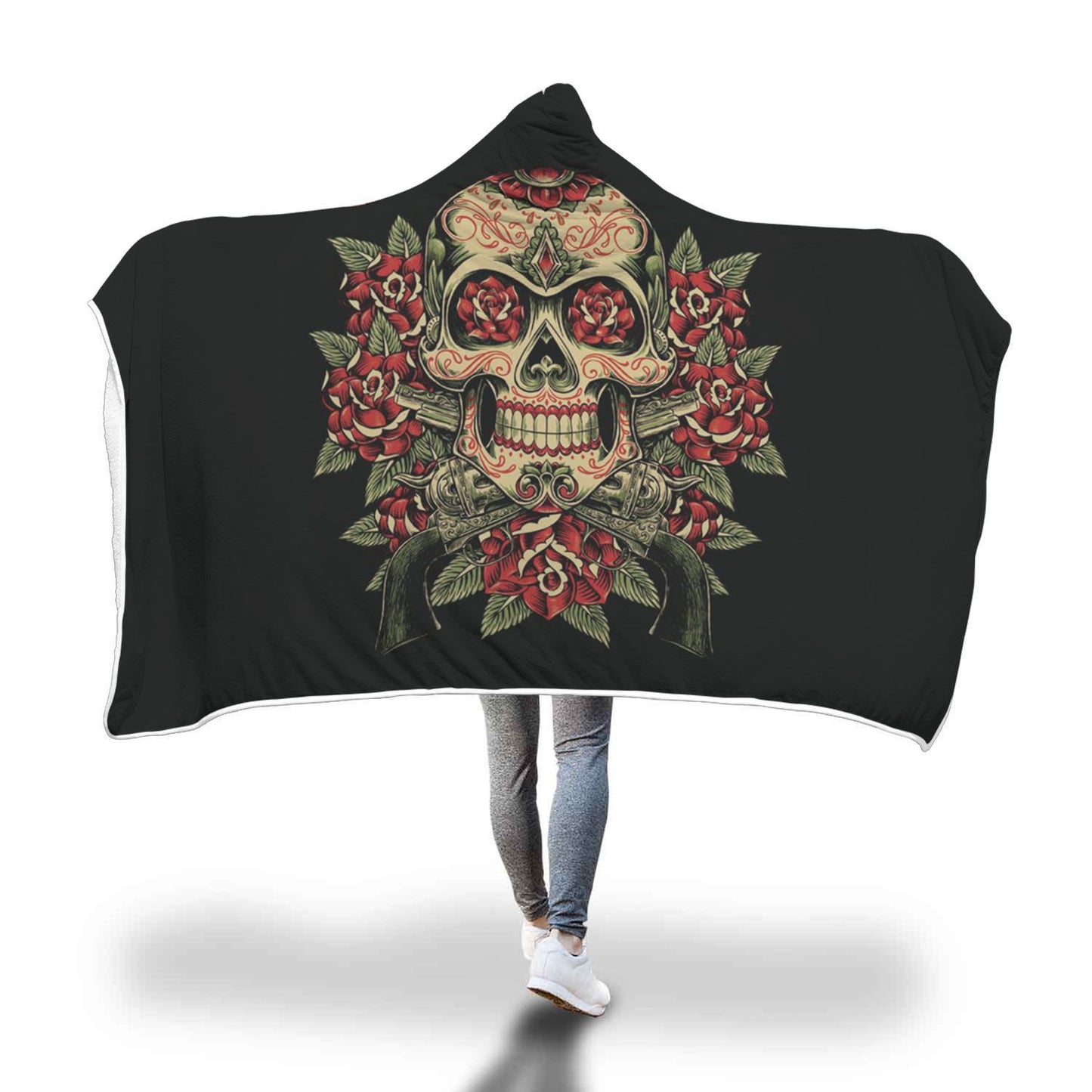 Hooded Blanket Cloak 3D Digital Printing Nap Blanket Skull